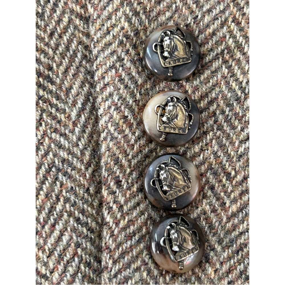 Ralph Lauren Wool Herringbone Equestrian Tailored Norfolk Jacket, size 12P RARE - Picture 9 of 12